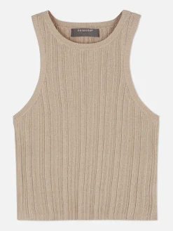 MULHER Primark Tops E T-Shirts^Top S/ Mangas Costas Abertas Canelado