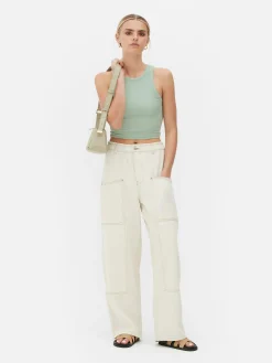 MULHER Primark Tops E T-Shirts^Top S/ Mangas Costas Abertas Canelado