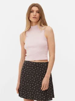 MULHER Primark Tops E T-Shirts^Top S/ Mangas Curto Gola Subida