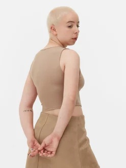 MULHER Primark Tops E T-Shirts^Top S/ Mangas Desportivo Curto Elástico