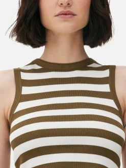 MULHER Primark Tops E T-Shirts^Top S/ Mangas Malha Canelada Decote Redondo