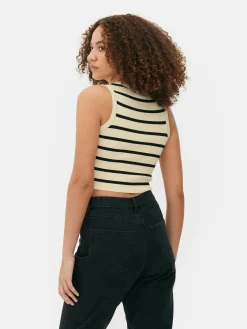 MULHER Primark Tops E T-Shirts^Top S/ Mangas Malha Canelada Decote Redondo