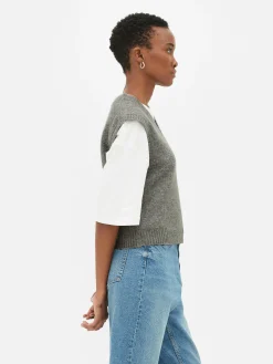 MULHER Primark Camisolas E Casacos De Malha^Top S/ Mangas Malha Decote V