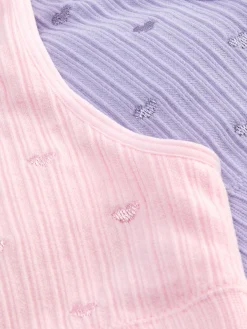 Primark Roupa Interior^Tops S/ Mangas Curtos Bordado Coração