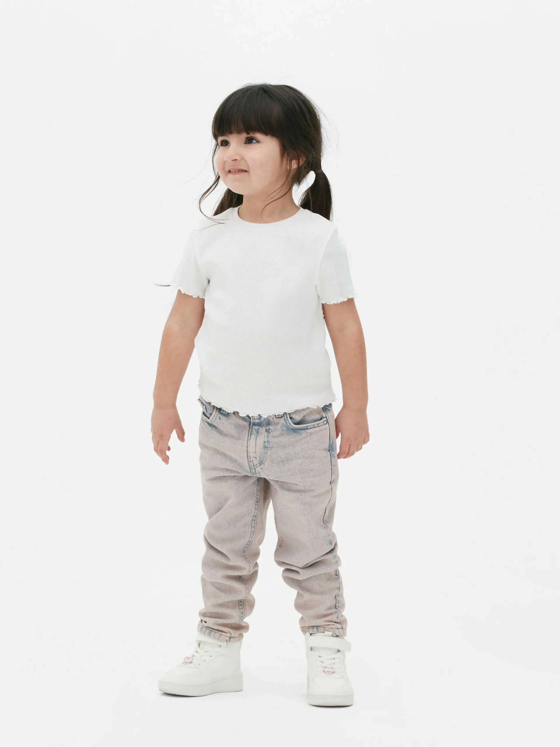 Primark Tops E T-Shirts^T-shirt Canelada Com Rebordo Franzido Coordenada