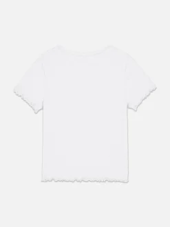 Primark Tops E T-Shirts^T-shirt Canelada Com Rebordo Franzido Coordenada