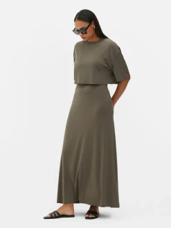 MULHER Primark Tops E T-Shirts^T-shirt Curta Corte Quadrado Coordenada