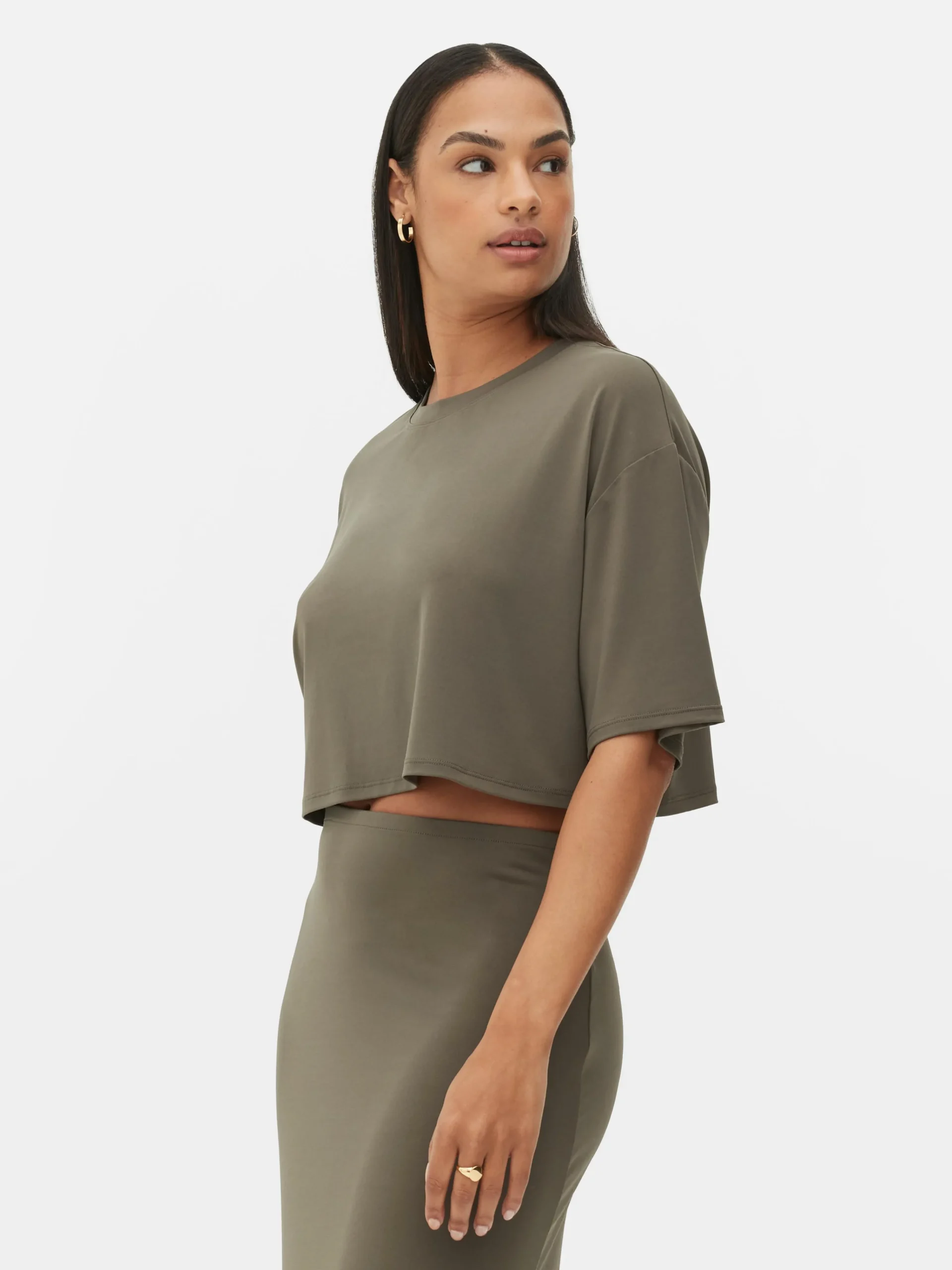 MULHER Primark Tops E T-Shirts^T-shirt Curta Corte Quadrado Coordenada