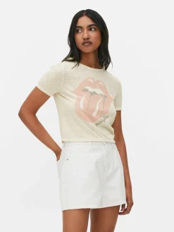 MULHER Primark Tops E T-Shirts^T-shirt Curta Logótipo The Rolling Stones