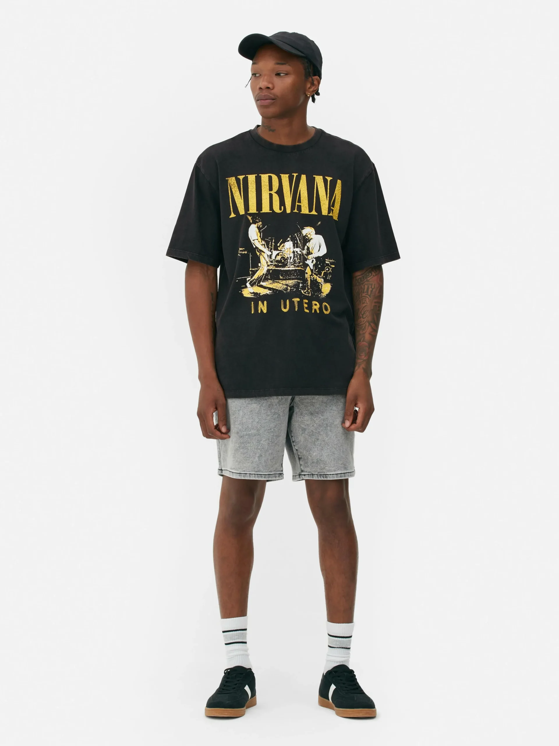 Primark Camisolas E T-Shirts Com Estampado Gráfico|Tops E T-Shirts^T-shirt Efeito Lavagem Nirvana