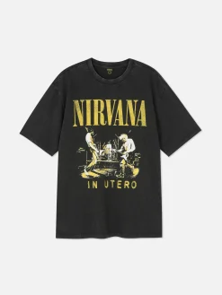 Primark Camisolas E T-Shirts Com Estampado Gráfico|Tops E T-Shirts^T-shirt Efeito Lavagem Nirvana