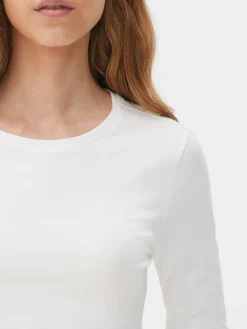 MULHER Primark Tops E T-Shirts^T-shirt Gola Redonda Elástica