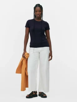 MULHER Primark Tops E T-Shirts^T-shirt Gola Redonda Elástica