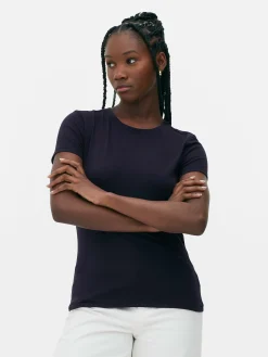 MULHER Primark Tops E T-Shirts^T-shirt Gola Redonda Elástica