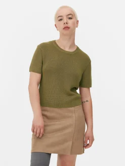 MULHER Primark Tops E T-Shirts^T-shirt Gola Redonda Malha