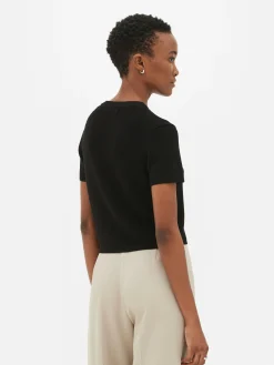 MULHER Primark Tops E T-Shirts^T-shirt Gola Redonda Malha