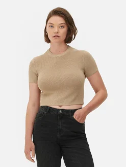 MULHER Primark Tops E T-Shirts^T-shirt Gola Redonda Malha