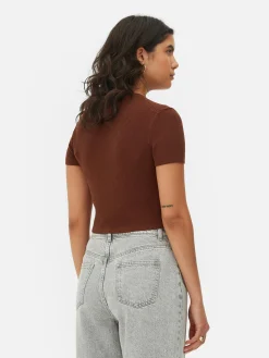 MULHER Primark Tops E T-Shirts^T-shirt Gola Redonda Malha