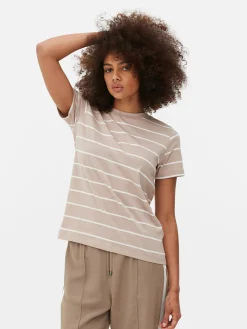 MULHER Primark Tops E T-Shirts^T-shirt Gola Redonda Riscas