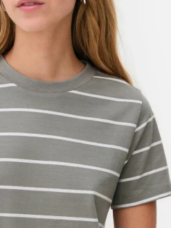 MULHER Primark Tops E T-Shirts^T-shirt Gola Redonda Riscas