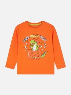 Primark Tops E T-Shirts^T-shirt Manga Comprida Estampado Dinossauro Halloween