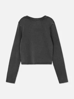 Primark Tops E T-Shirts^T-shirt Manga Comprida Lavagem ácida