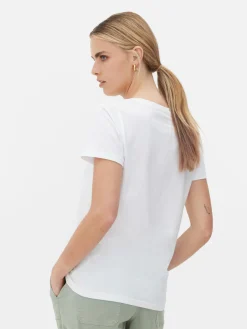 MULHER Primark Tops E T-Shirts^T-shirt Manga Curta Decote V