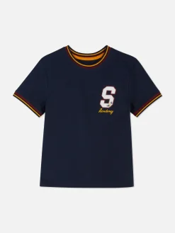 Primark Tops E T-Shirts^T-shirt Manga Curta Estilo Universitário