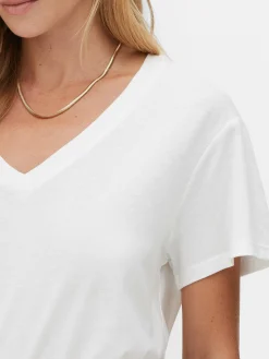 MULHER Primark Tops E T-Shirts^T-shirt Mistura Algodão Decote V