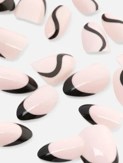 Primark Unhas Postiças^Unhas Postiças Amêndoa Ponta Contrastante Brilho PS...