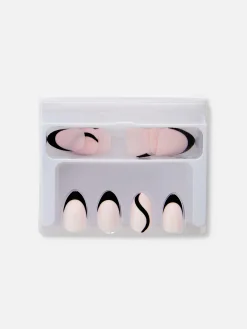 Primark Unhas Postiças^Unhas Postiças Amêndoa Ponta Contrastante Brilho PS...