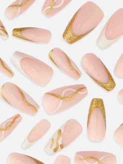 Primark Unhas Postiças^Unhas Postiças Stiletto Brilho Espirais PS...