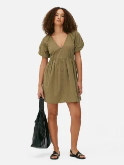 MULHER Primark Vestidos^Vestido Franzido Manga Balão Decote V