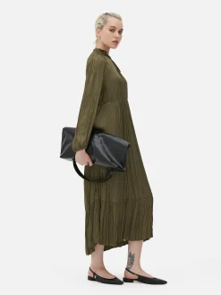 MULHER Primark Vestidos^Vestido Midi Plissado Cetim