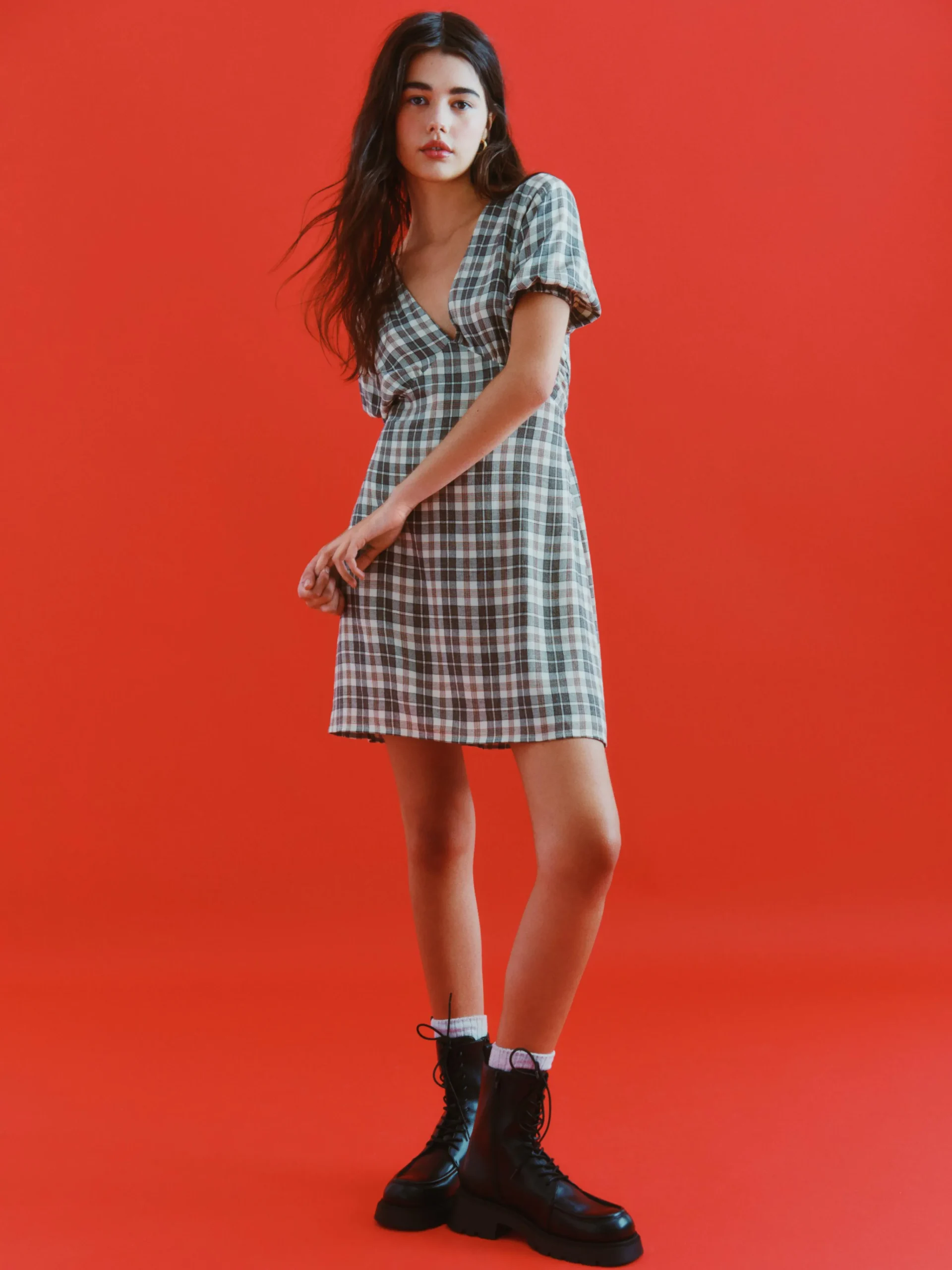 MULHER Primark Vestidos^Vestido Mini Decote V Padrão Xadrez